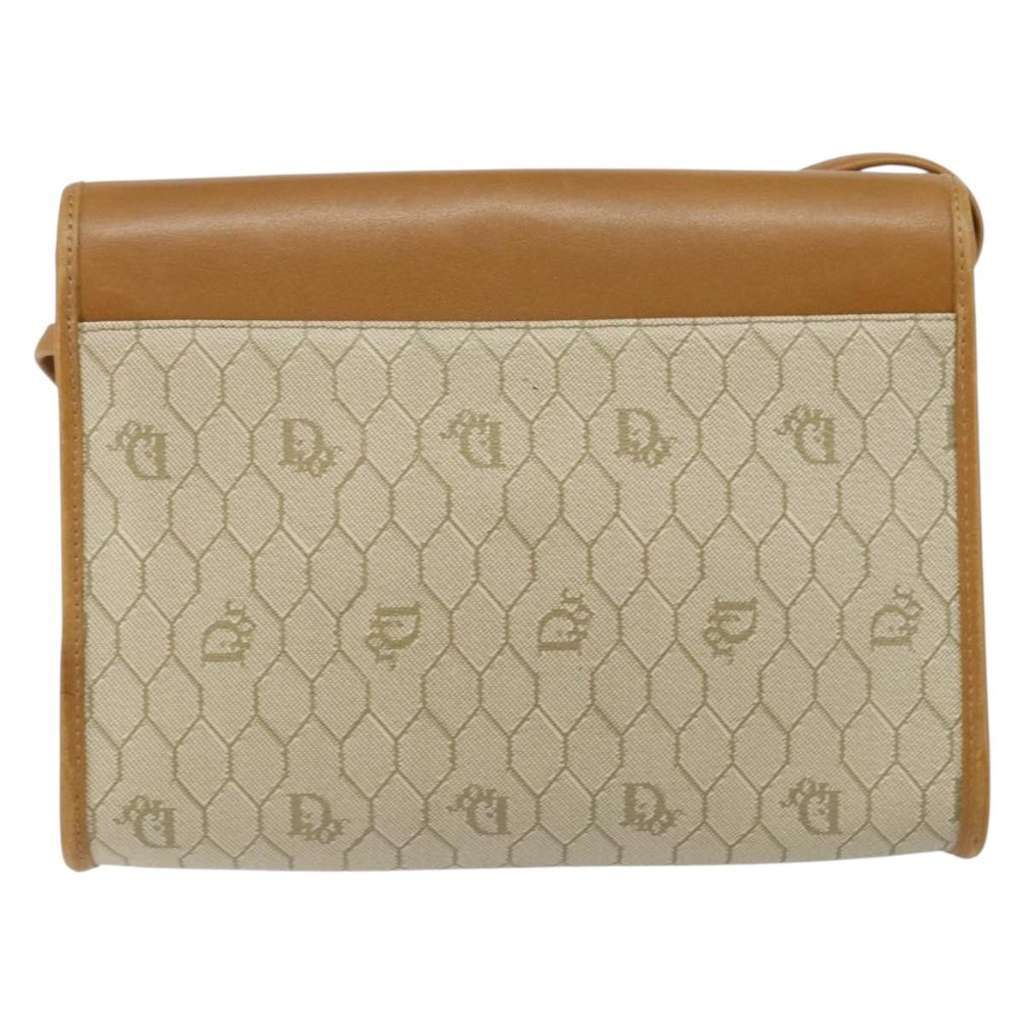 Christian Dior Vintage Honeycomb Flap Crossbody Bag Beige Canvas Good condition - Back View
