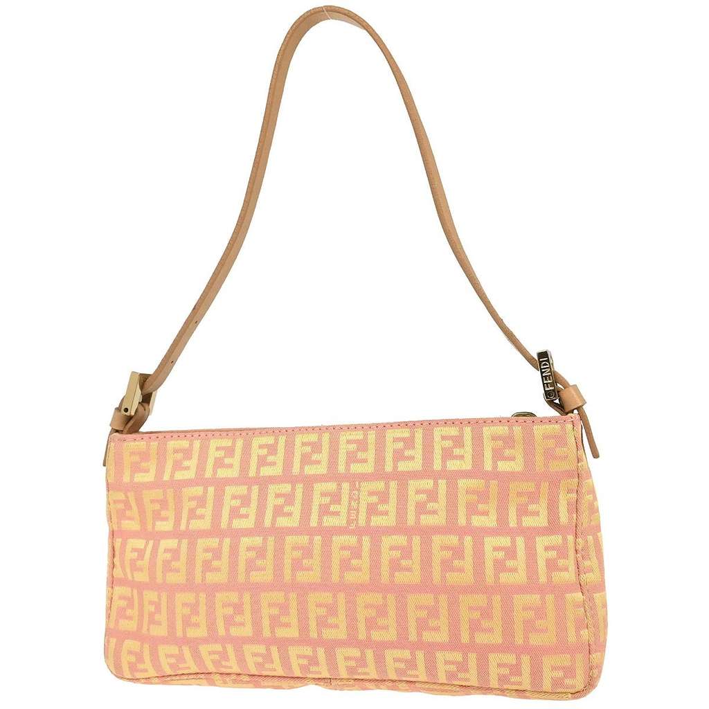 Fendi Pochette Shoulder Bag Pink Canvas Good condition - Back View