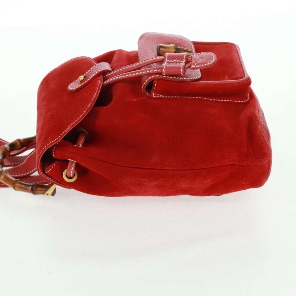 Gucci Vintage Bamboo Backpack Red Suede Good condition - Inside View