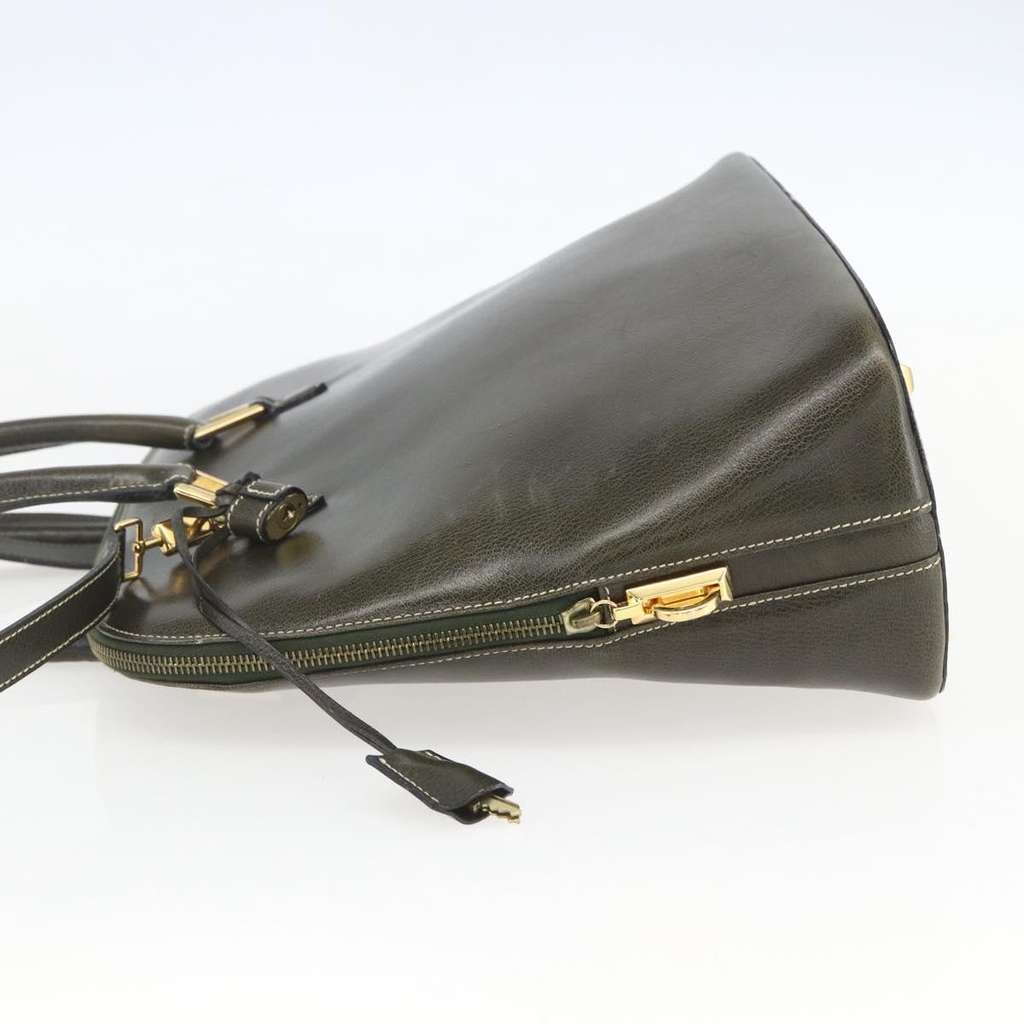 Salvatore Ferragamo Vintage Handbag Khaki Leather Good condition - Inside View