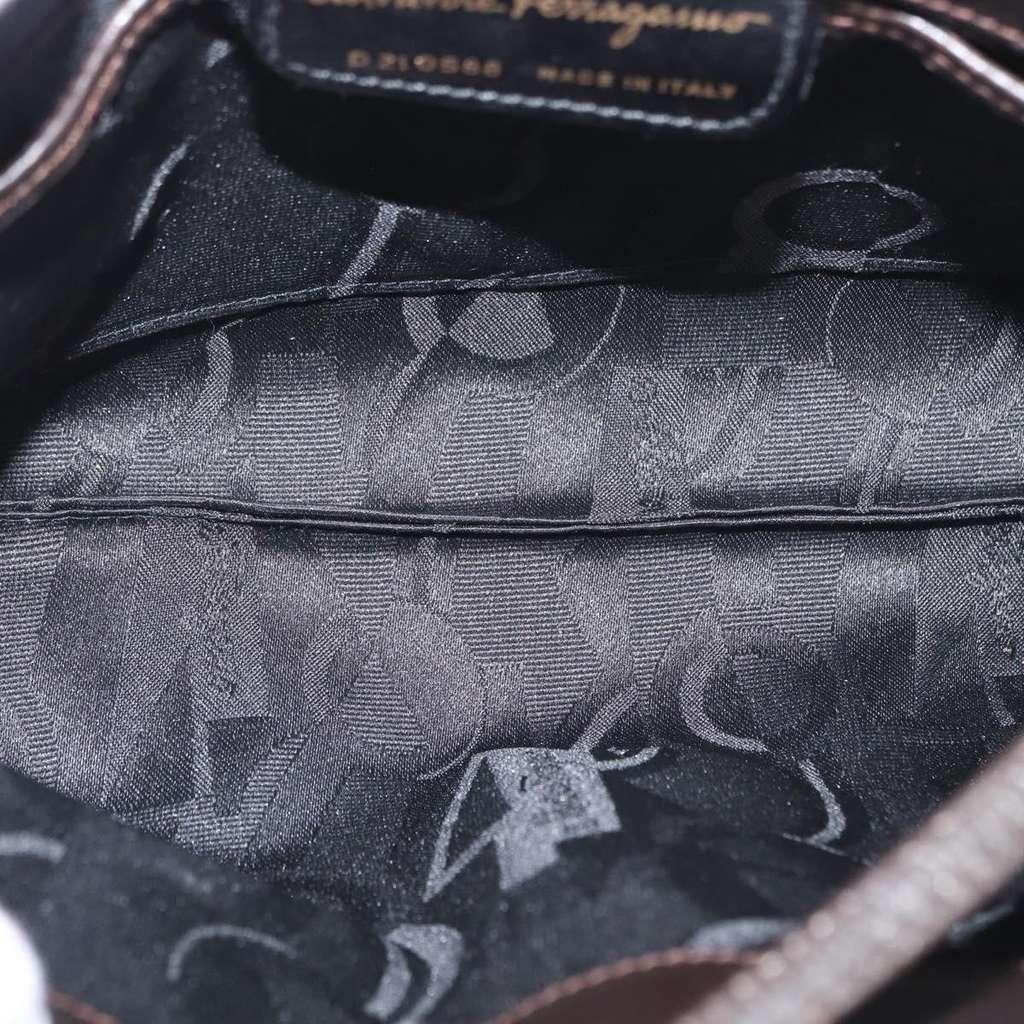 Salvatore Ferragamo Vala Shoulder Bag Brown Leather Good condition - Box View