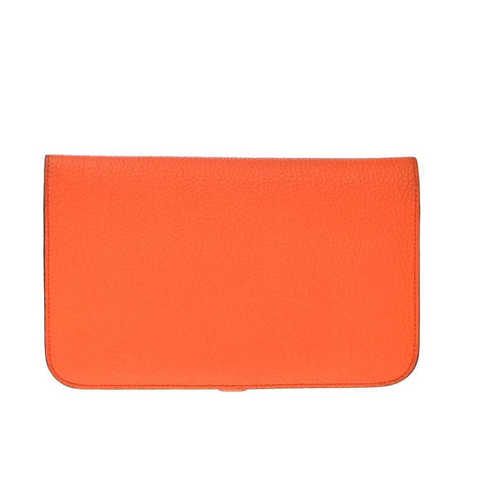 Hermès Dogon Duo Combined Wallet Orange Leather Good condition - Back View