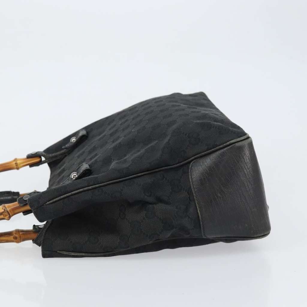 Gucci Bamboo tote bag Black Canvas Fair condition - Model View