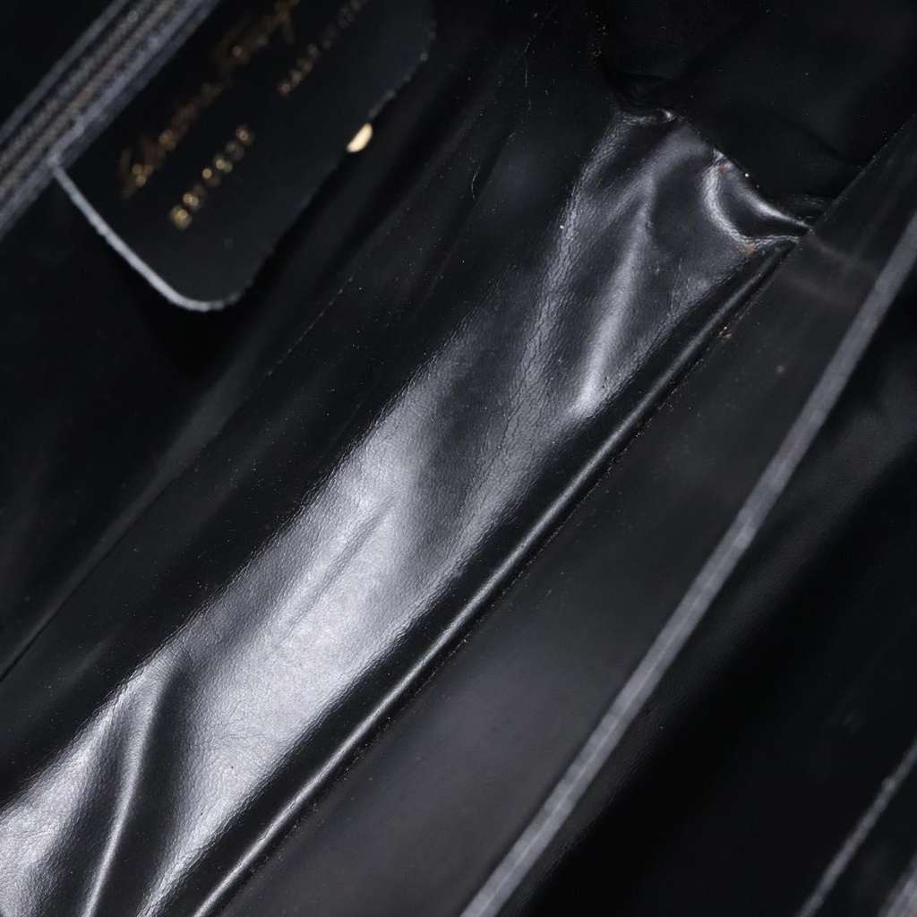 Salvatore Ferragamo Gancini handbag Black Leather Good condition - Box View