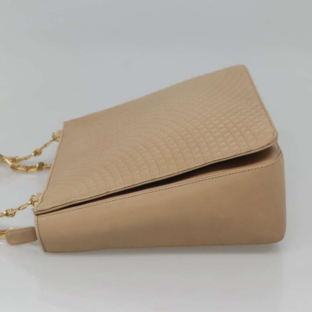 Bally Vintage Chain Shoulder Bag Beige Leather Good condition - Inside View