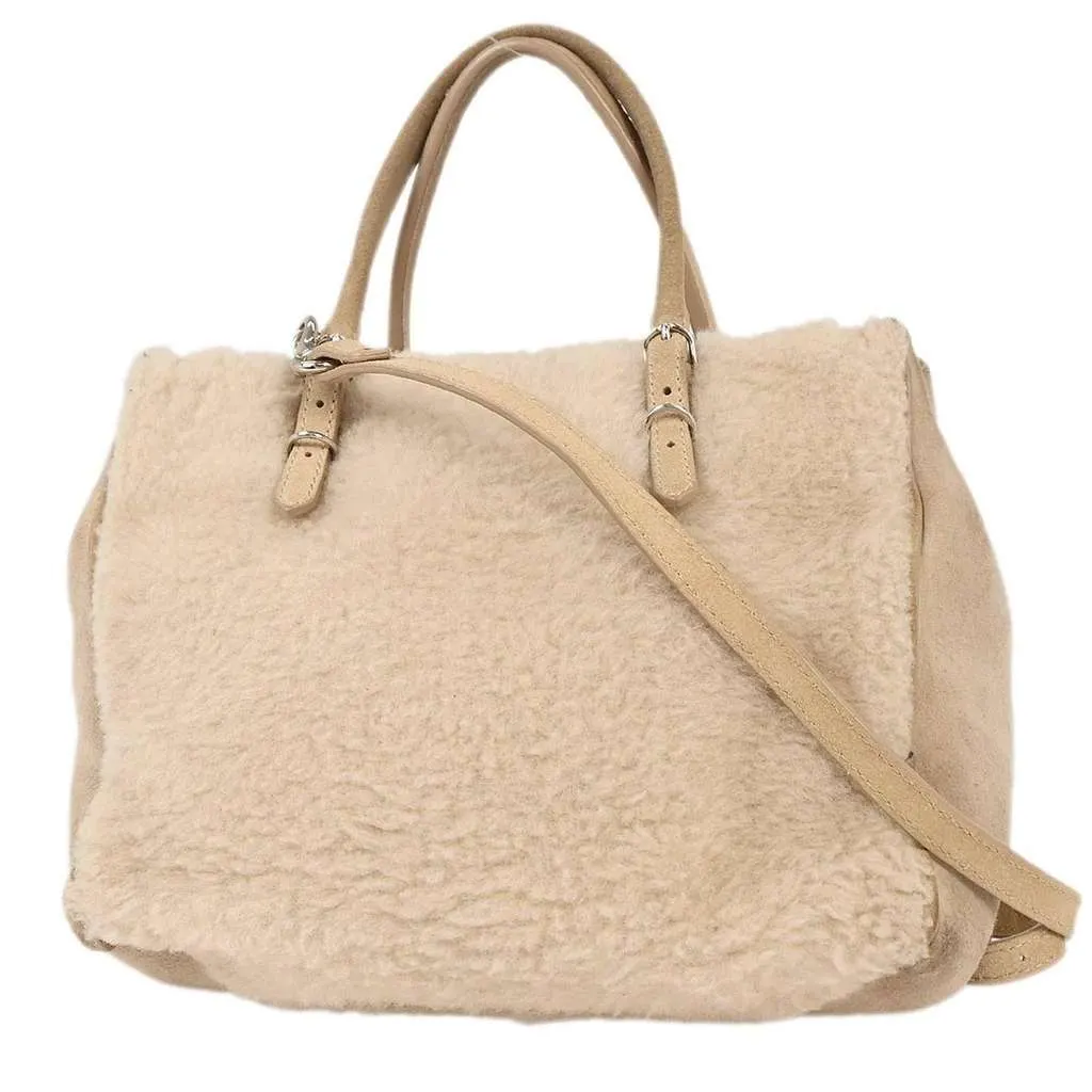 Balenciaga Papier B4 Zip Around Classic Studs Bag Beige Fur Good - Back View