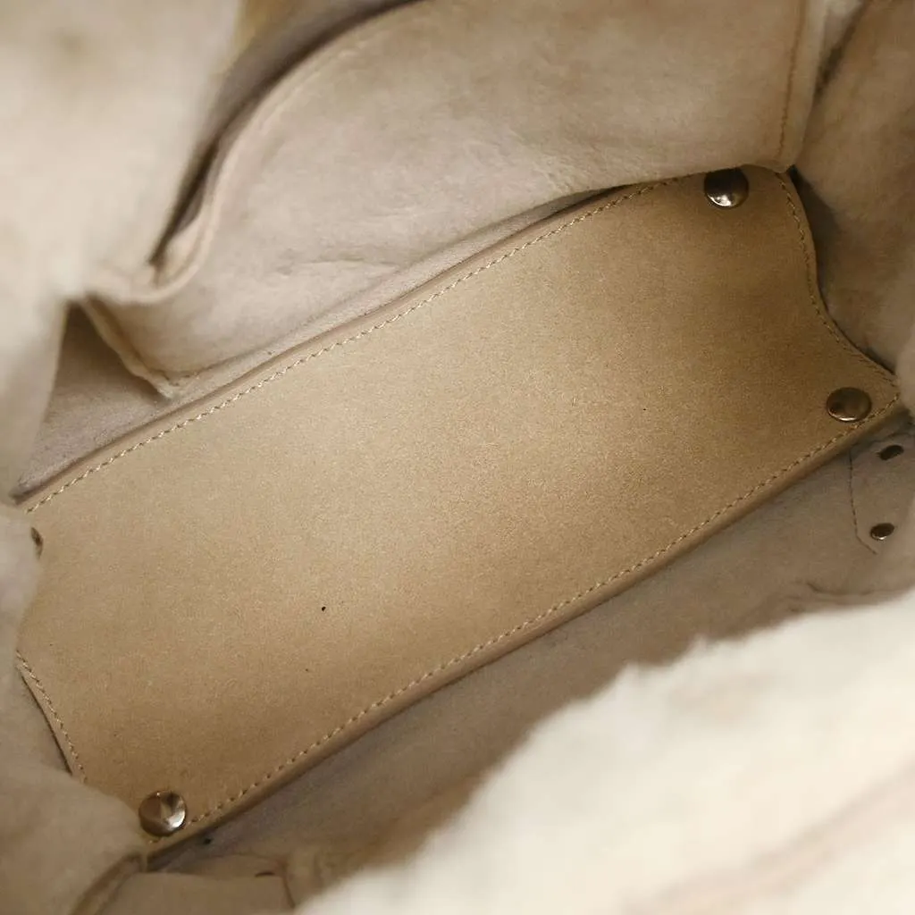 Balenciaga Papier B4 Zip Around Classic Studs Bag Beige Fur Good - Inside View