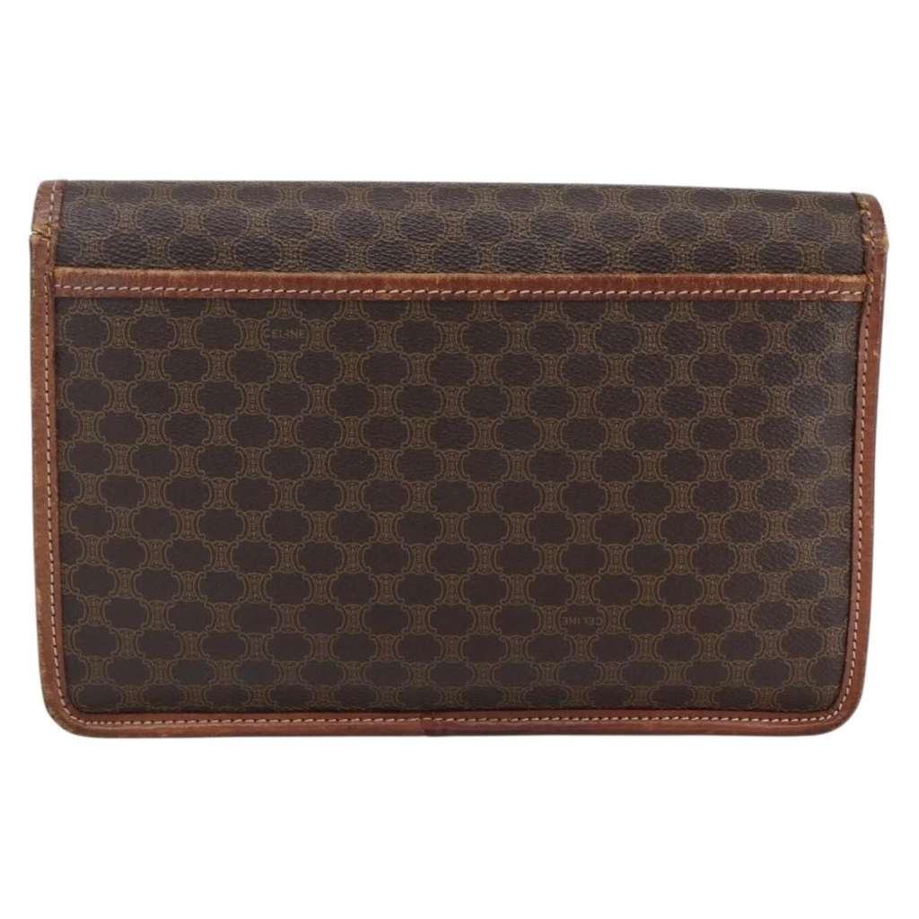 Celine Circle Logo Macadam Pouch Brown Canvas Fair condition - Back View