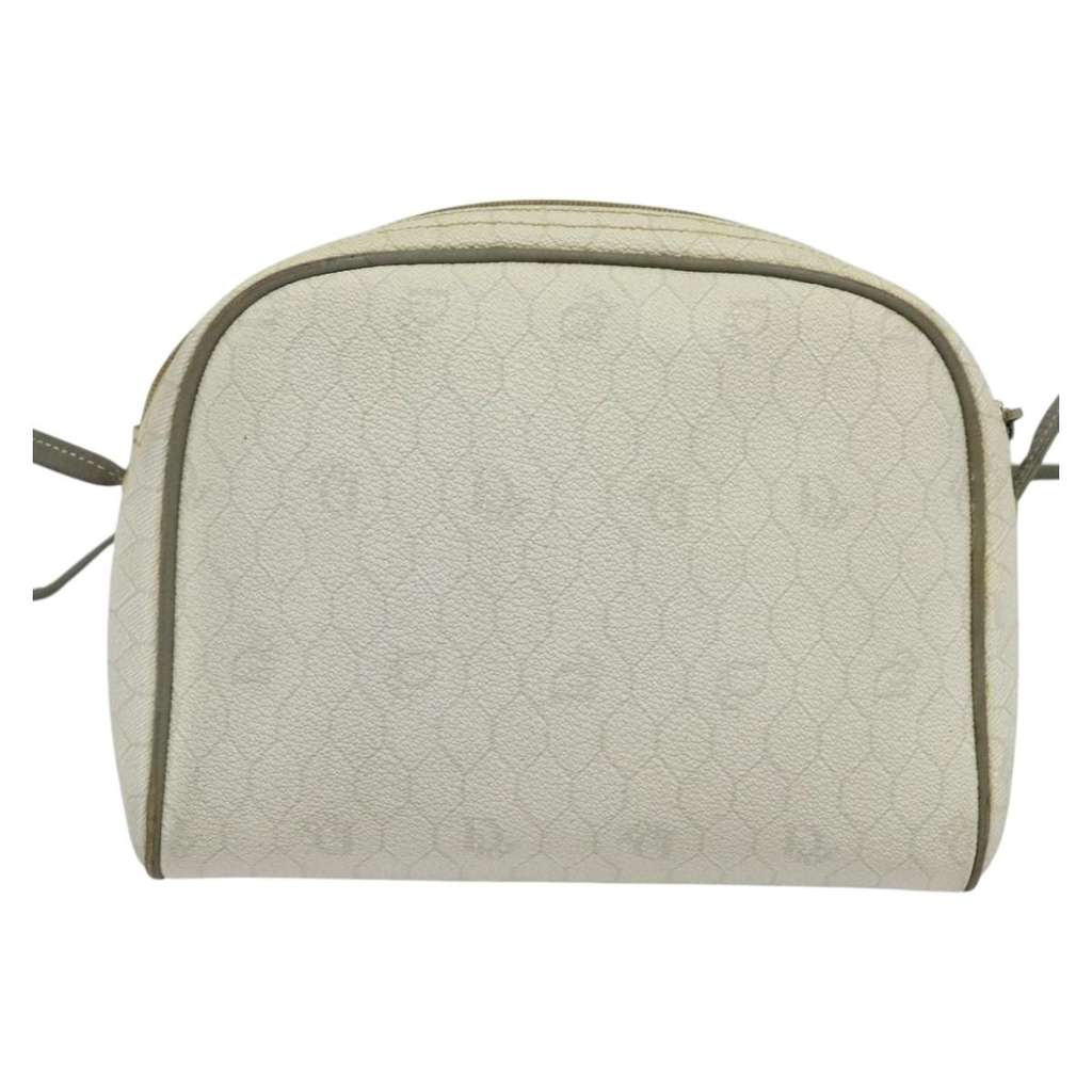 Christian Dior Vintage Honeycomb Shoulder Bag White Canvas Good condition - Back View