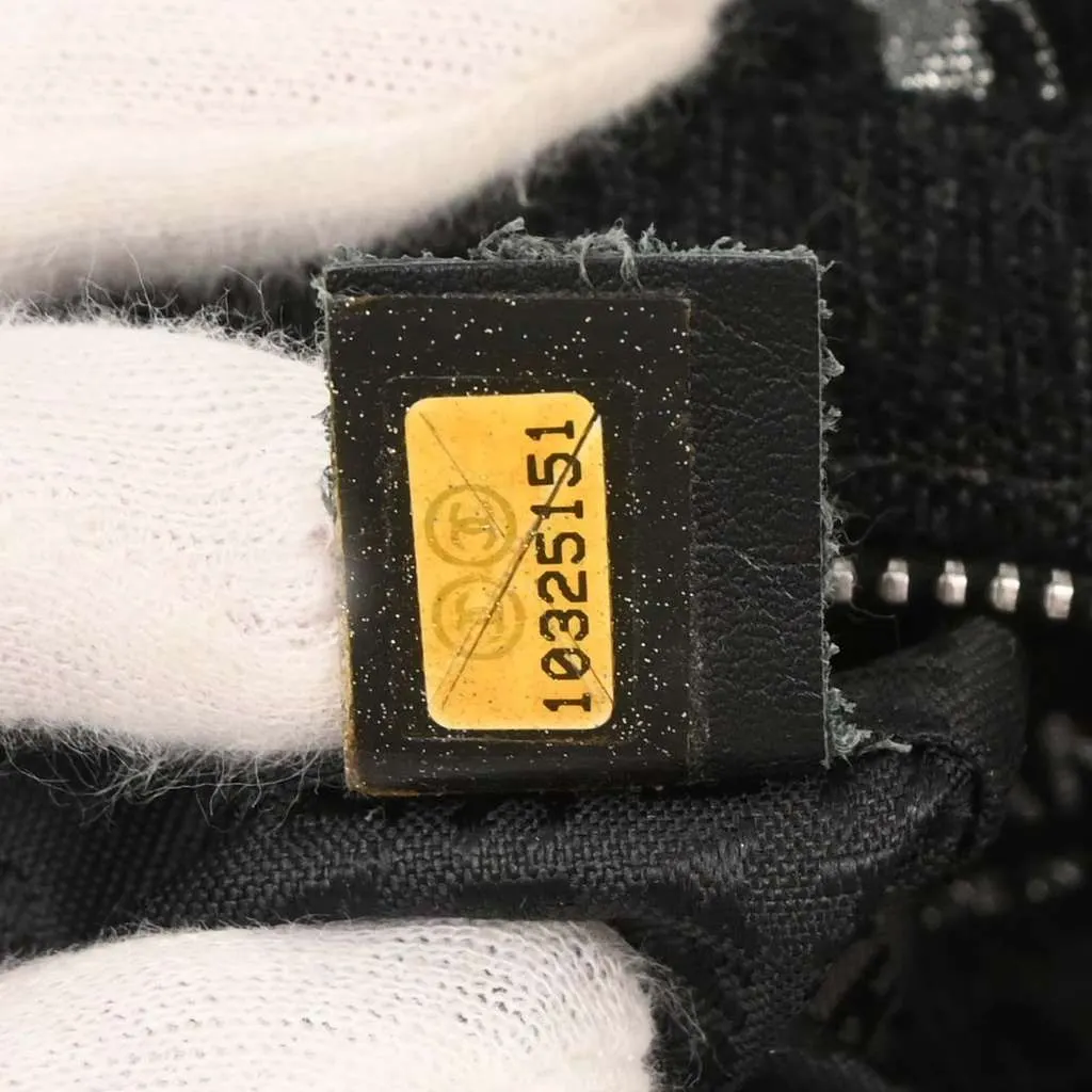 Chanel Vintage Zip Bowler Bag Black Cotton Good - Box View