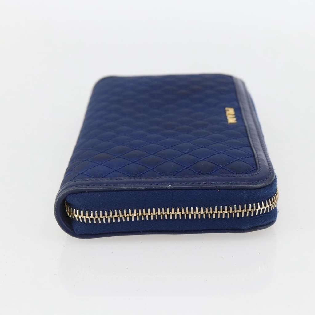 Prada Zip Around Organizer Wallet Blue Leather Good condition - Model View