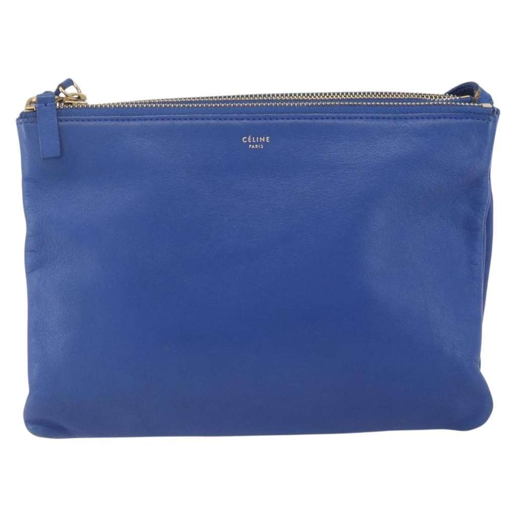 Celine Trio Crossbody Bag Blue Leather Good condition - Back View