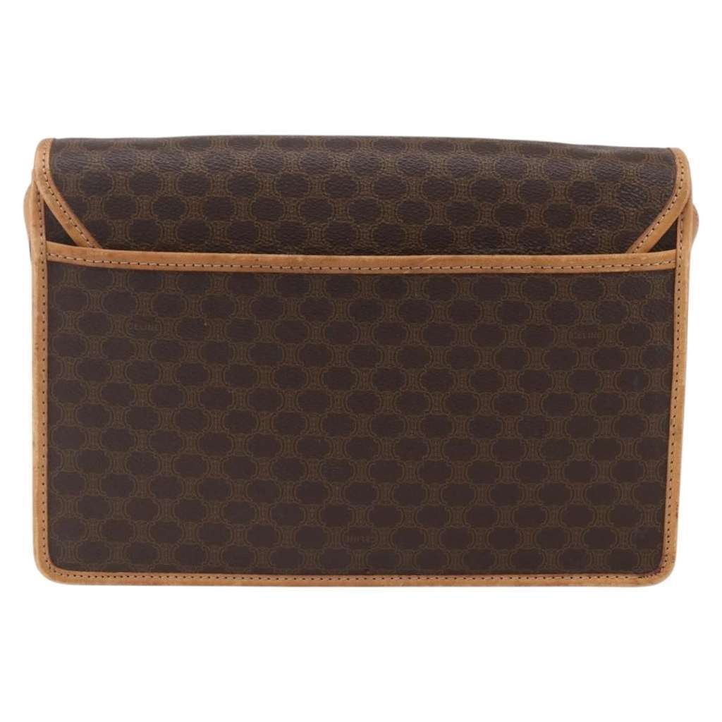 Celine Vintage Macadam Shoulder Bag Brown Canvas Good condition - Back View