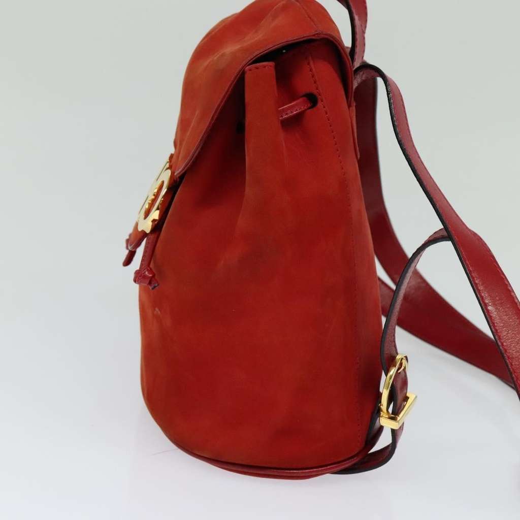 Salvatore Ferragamo Gancini Backpack Red Suede Good condition - Inside View