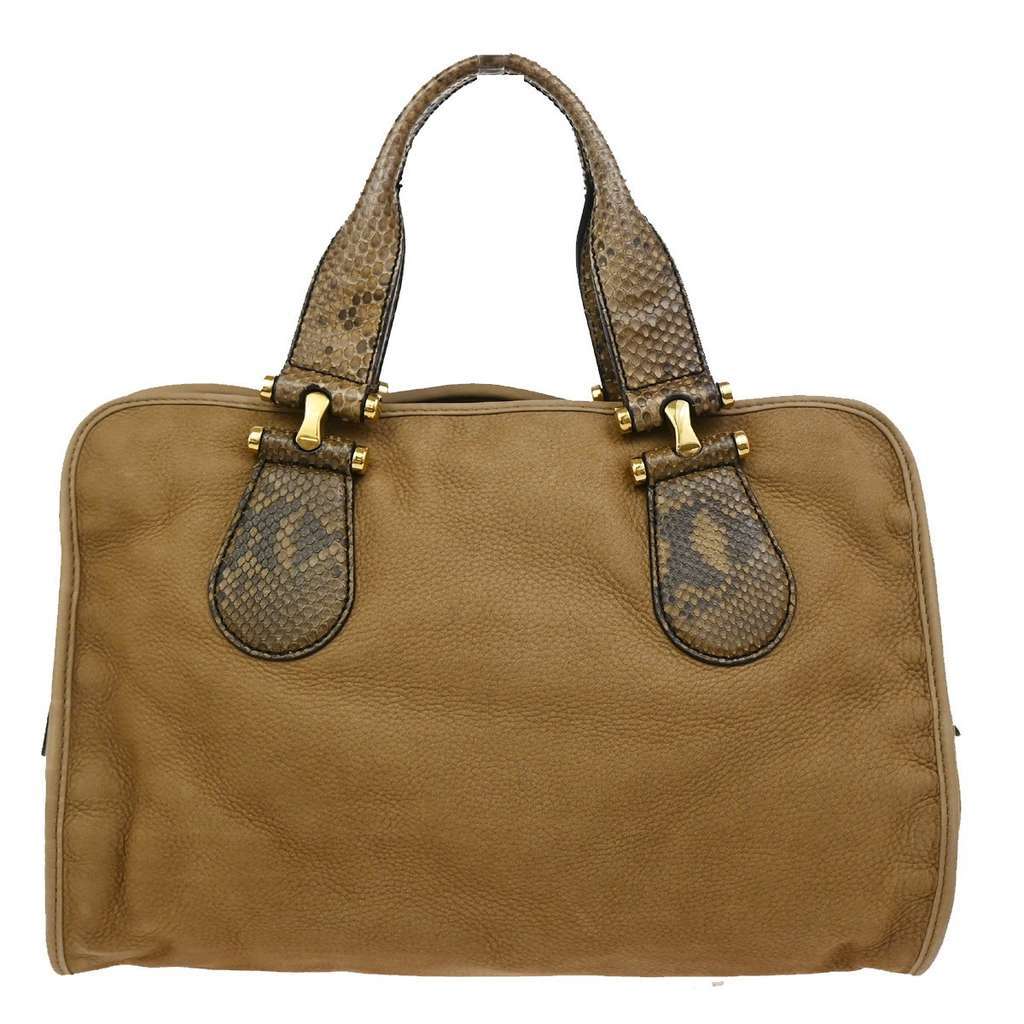 Gucci Twice Satchel Brown Suede Good condition - Back View