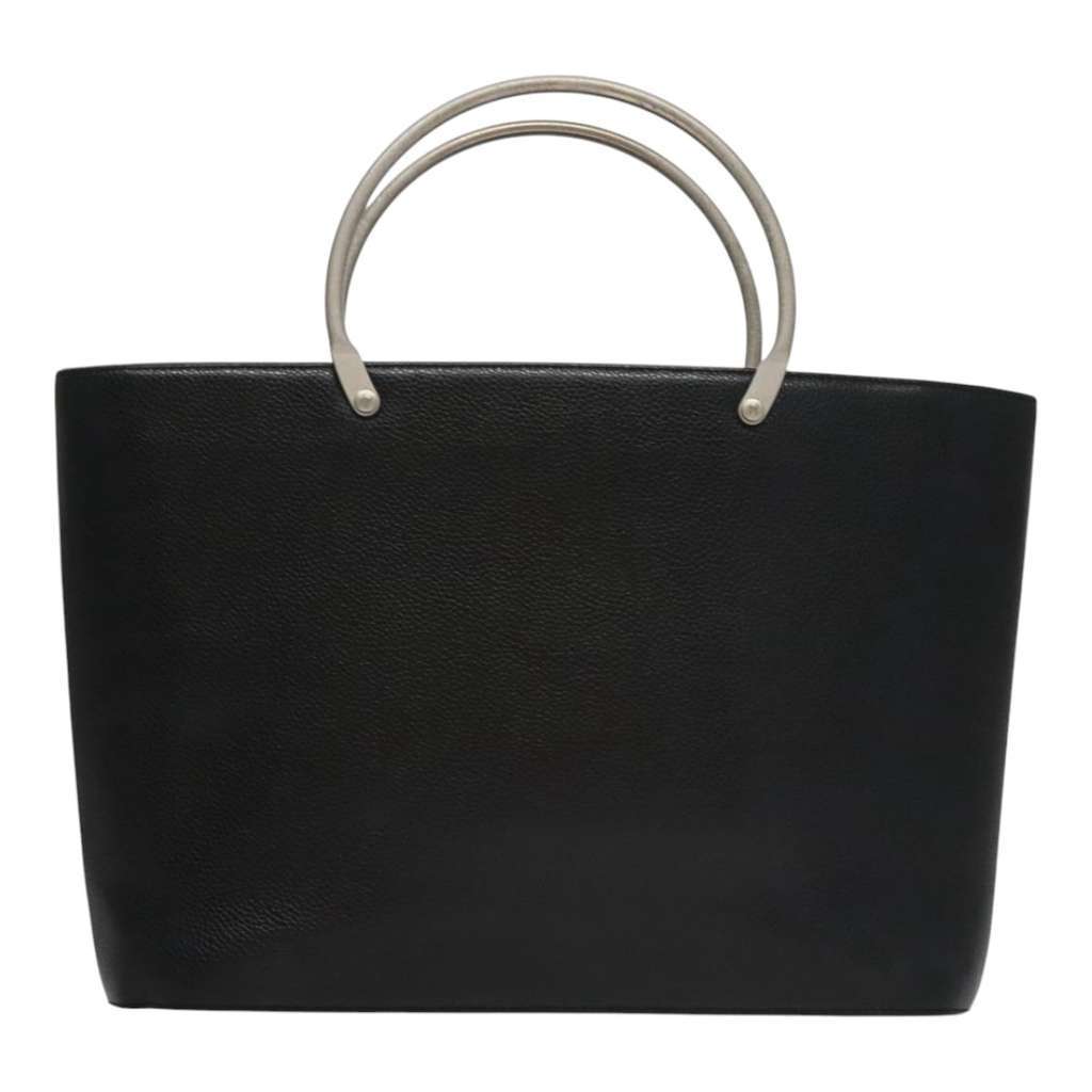 Chanel Vintage Metal Ring Tote Black Leather Good condition - Back View