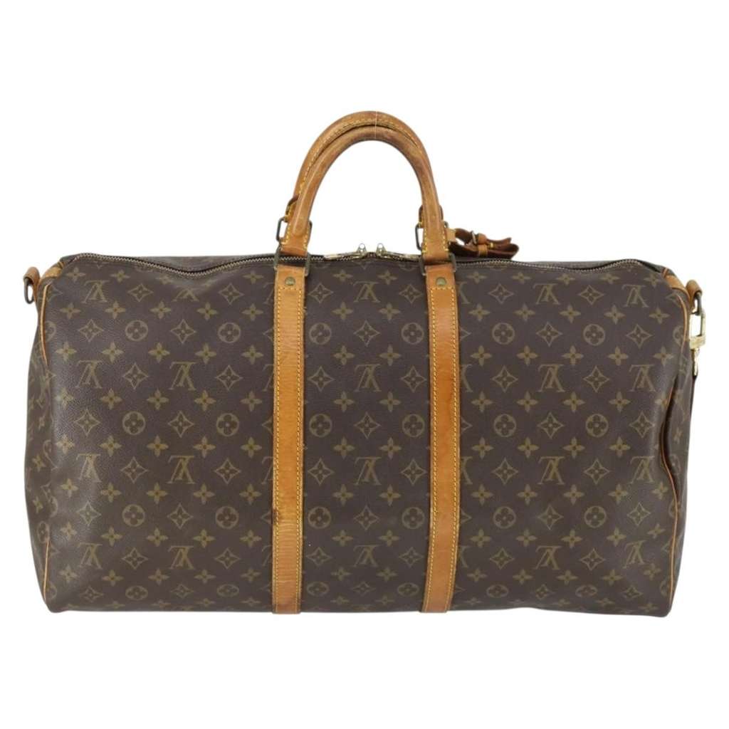 Louis Vuitton Keepall Bandouliere Bag Brown Canvas Fair condition - Back View