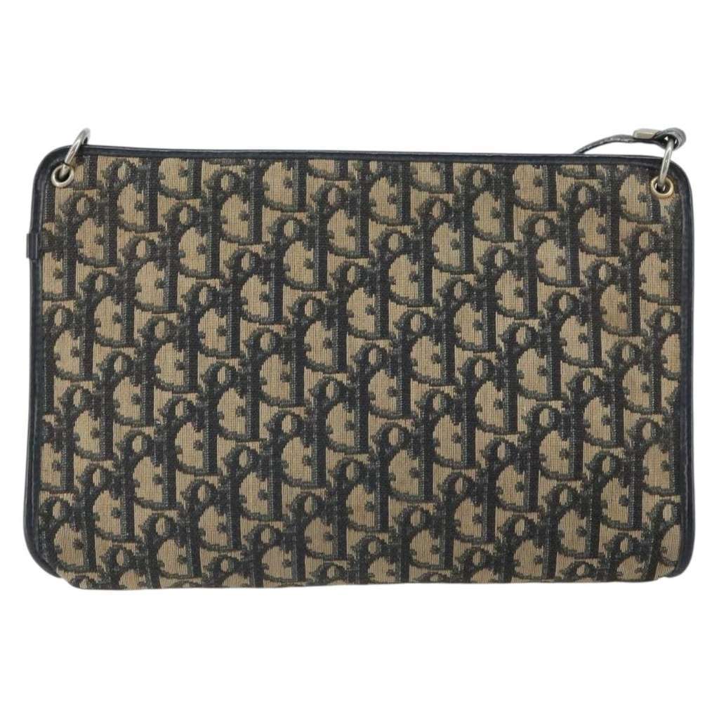 Christian Dior Vintage Trotter Shoulder Bag Navy Canvas Good condition - Back View
