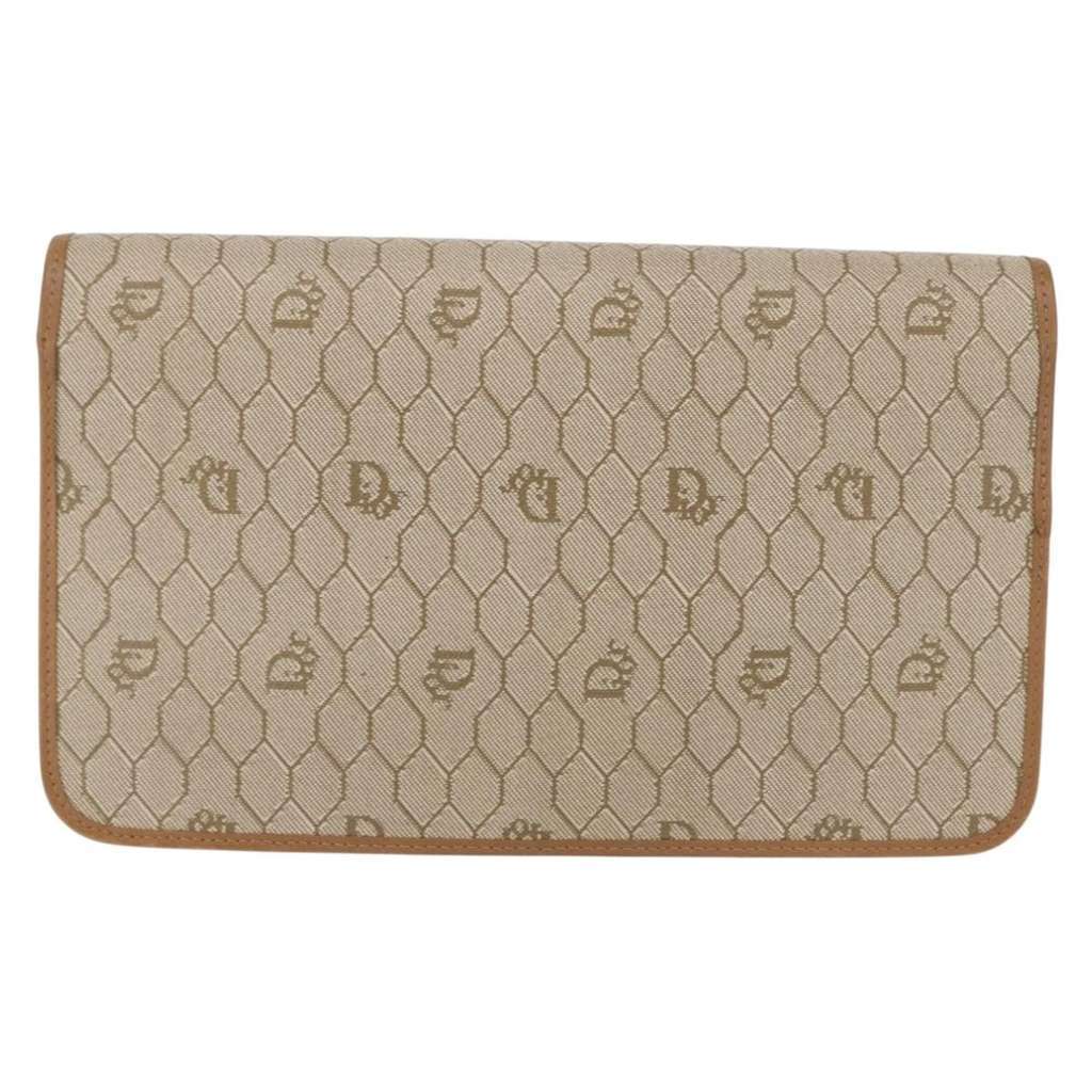 Christian Dior Vintage Honeycomb chain Beige Canvas Good condition - Back View