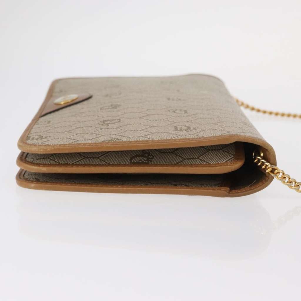 Christian Dior Vintage Honeycomb chain Beige Canvas Good condition - Inside View