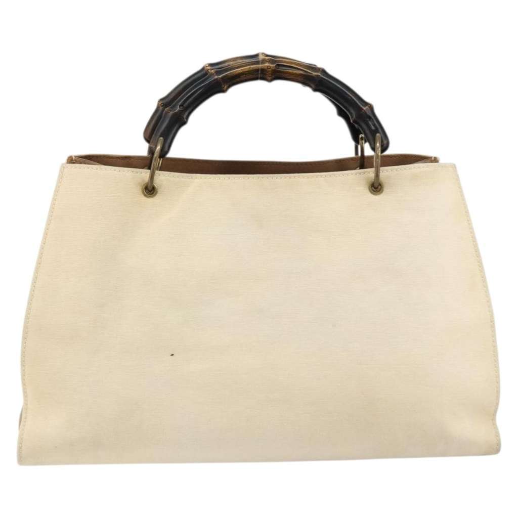 Gucci Bamboo Front Pocket Tote Ecru Canvas Good condition - Back View