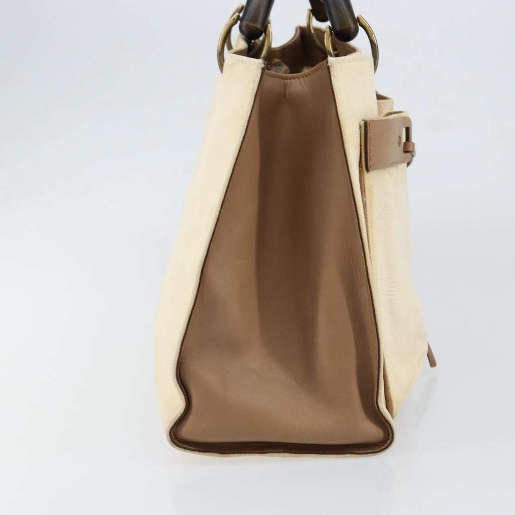 Gucci Bamboo Front Pocket Tote Ecru Canvas Good condition - Inside View