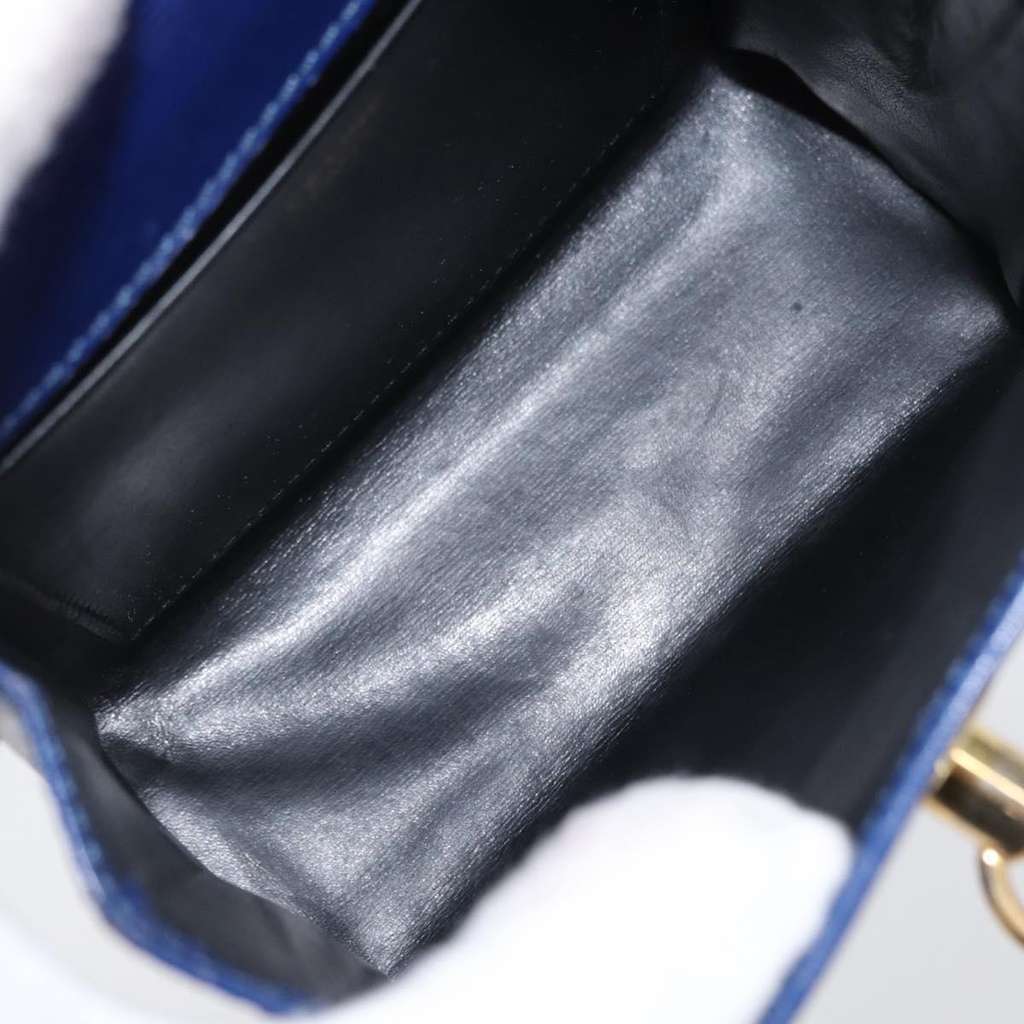 Celine Vintage Logo Top Handle Bag Blue Leather Good condition - Box View