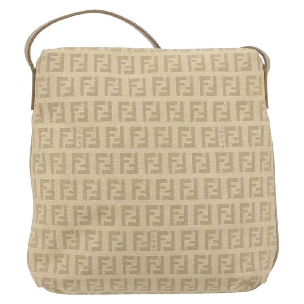 Fendi Vintage Flap Crossbody Bag Beige Canvas Good condition - Back View