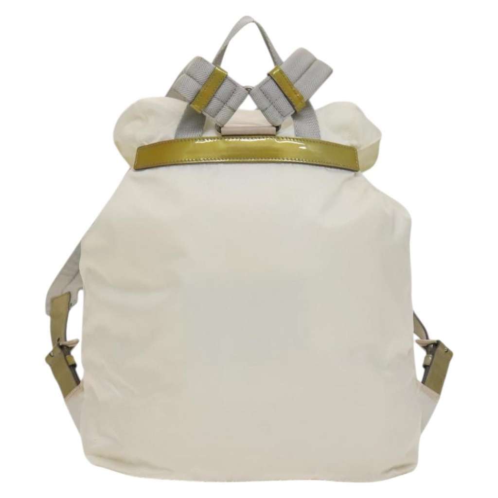 Prada Front Pocket Buckle Backpack White Good condition - Back View