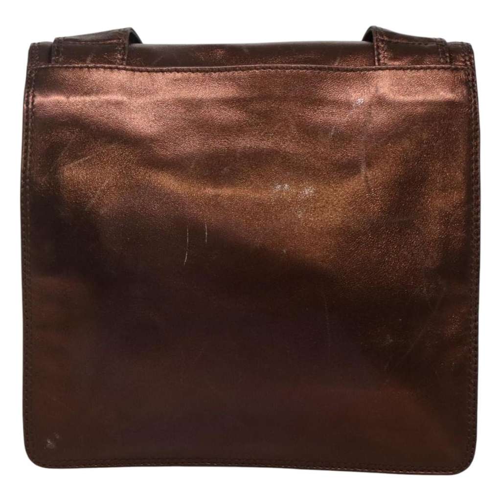 Chanel Vintage Logo Flap Messenger Bag Brown Leather Good condition - Back View