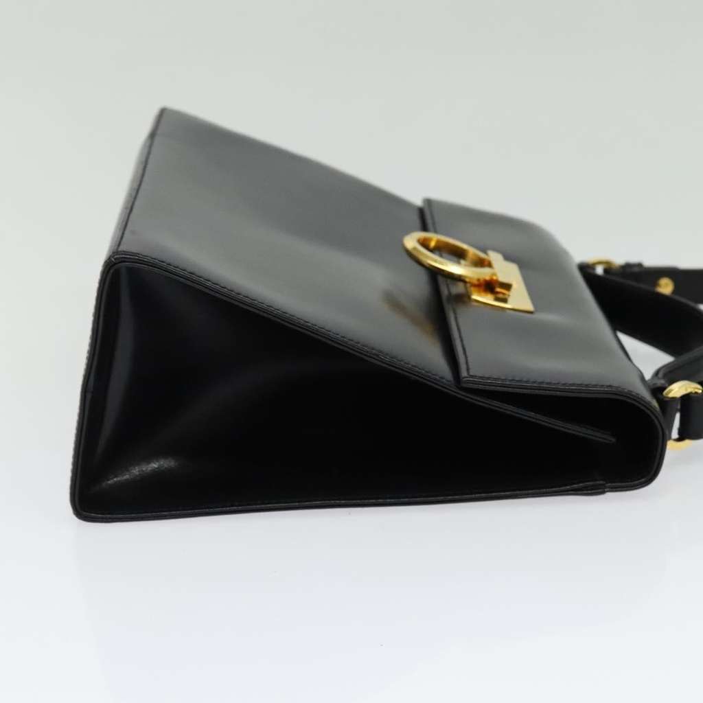 Salvatore Ferragamo Gancini Convertible Top Handle Bag Black Leather Good condition - Model View