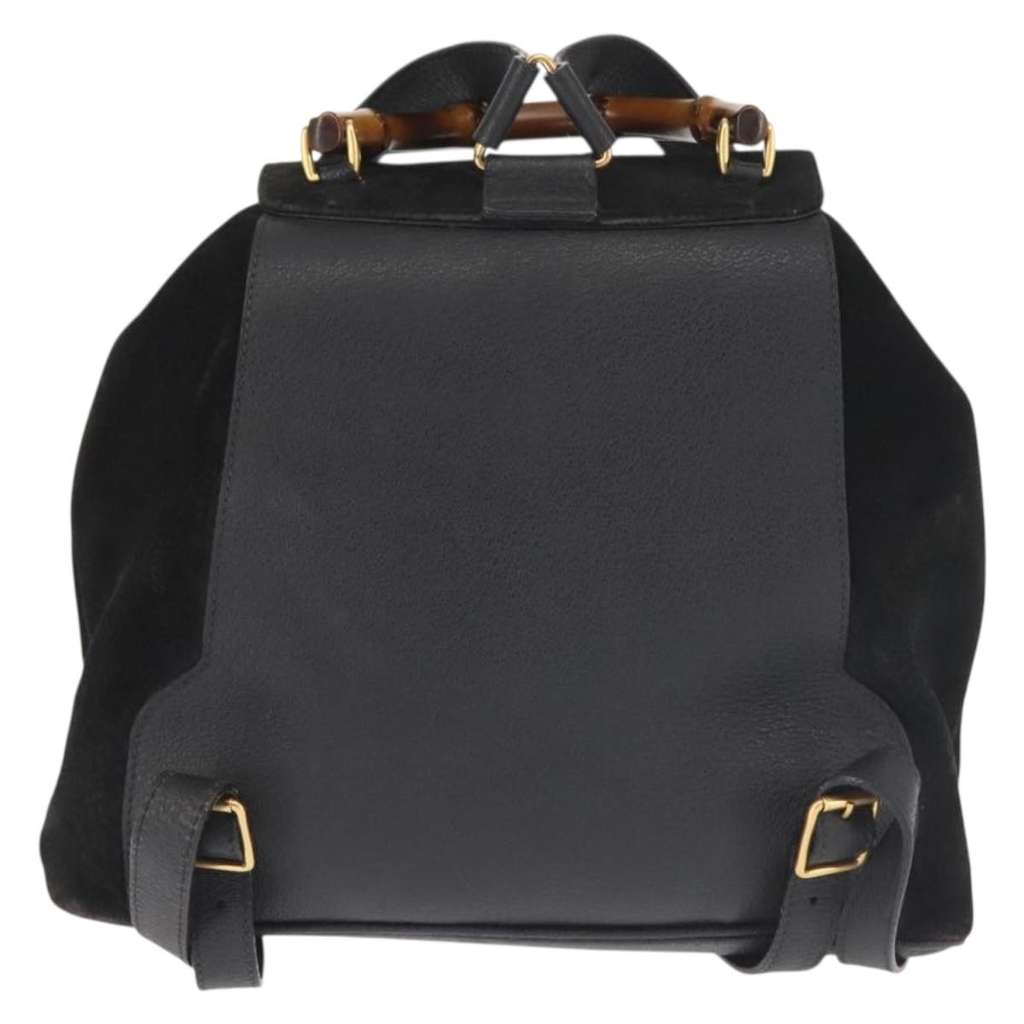 Gucci Vintage Bamboo Backpack Black Suede Good condition - Back View