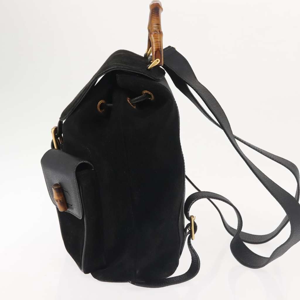 Gucci Vintage Bamboo Backpack Black Suede Good condition - Inside View