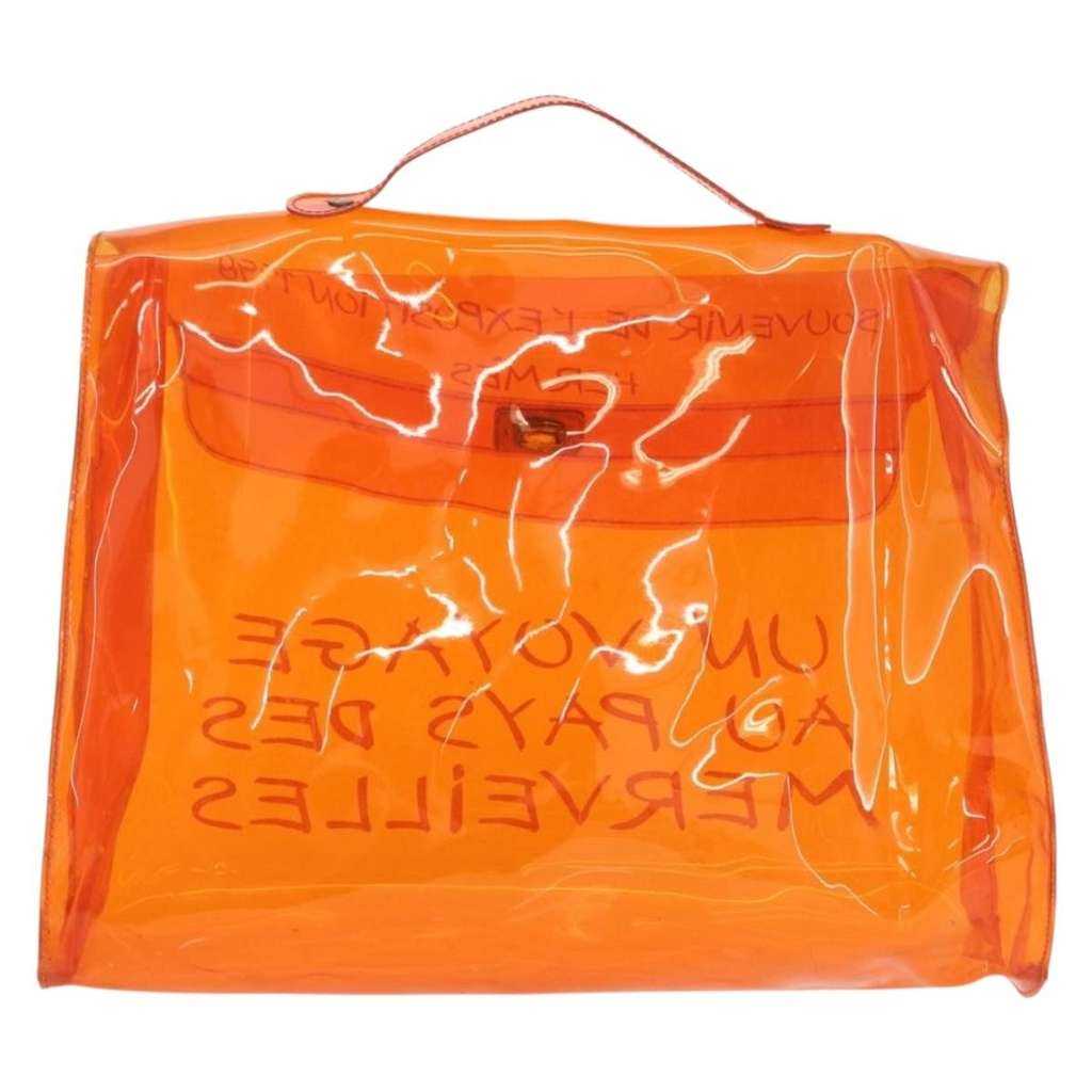 Hermès Kelly Handbag Orange Plastic Fair condition - Back View