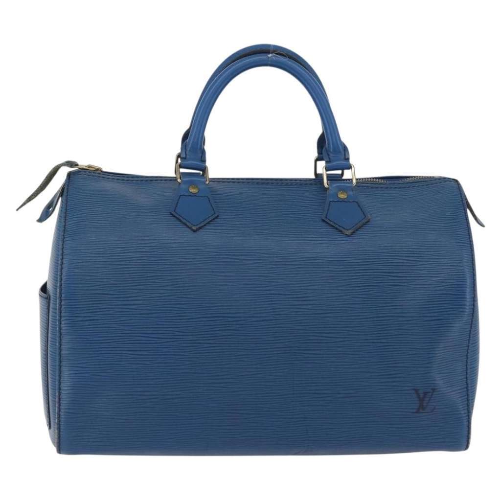 Louis Vuitton Speedy Handbag Blue Leather Fair condition - Back View