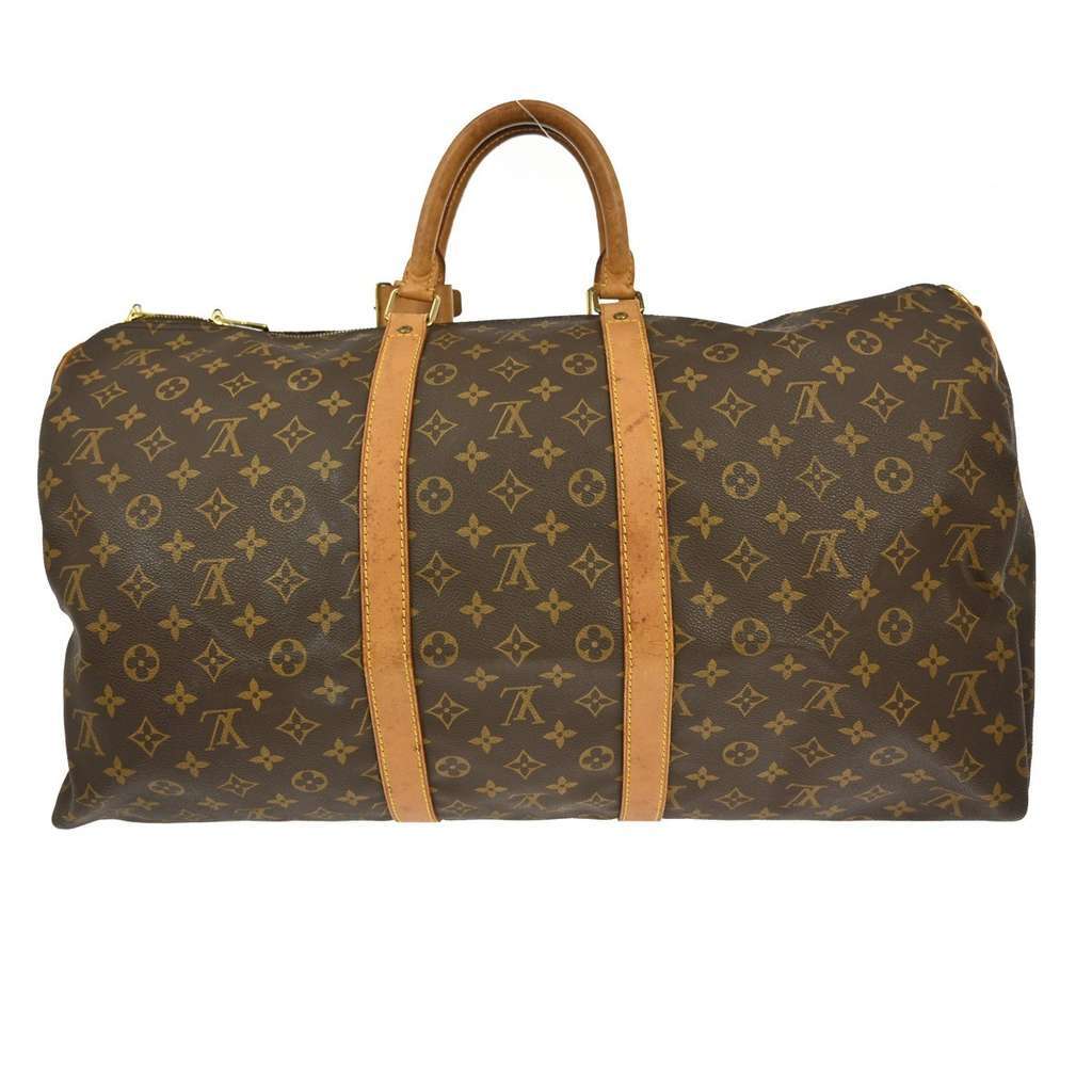 Louis Vuitton Keepall Bandouliere Bag Brown Canvas Fair condition - Back View