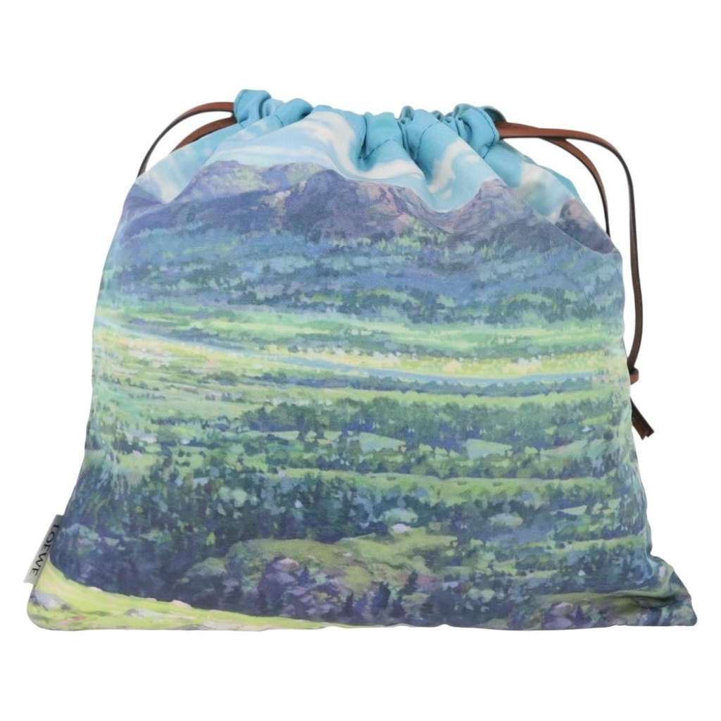 Loewe Drawstring Pouch Blue Canvas Good condition - Back View