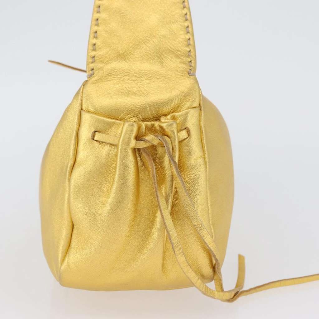 Prada Vintage Shoulder Bag Gold Leather Fair condition - Model View