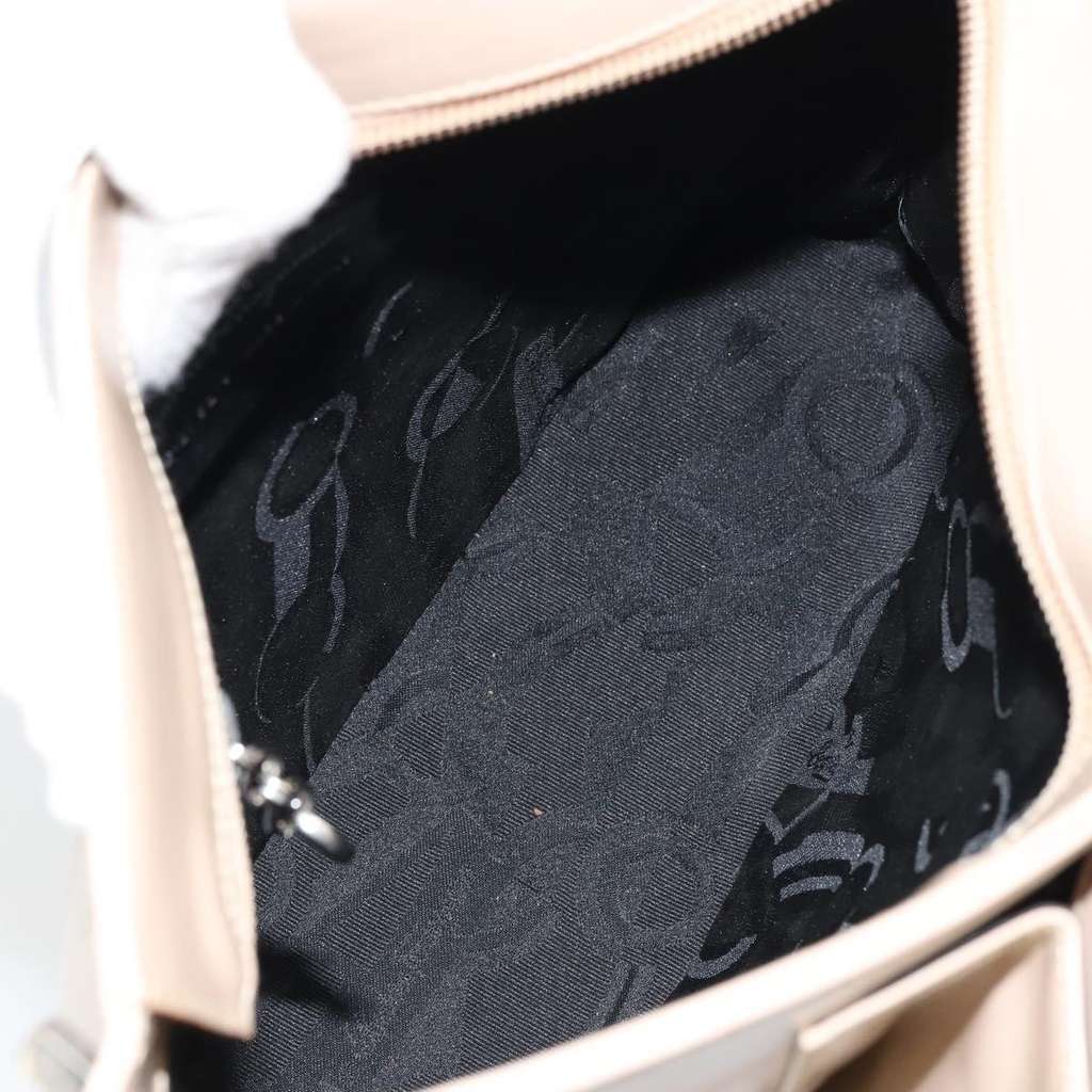 Salvatore Ferragamo Gancini Shoulder Bag Beige Leather Good condition - Box View