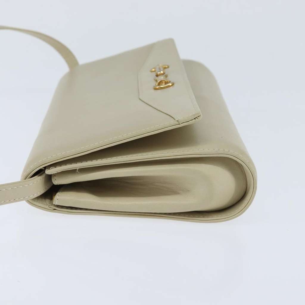 Celine Flap Shoulder Bag Beige Leather Good condition - Inside View