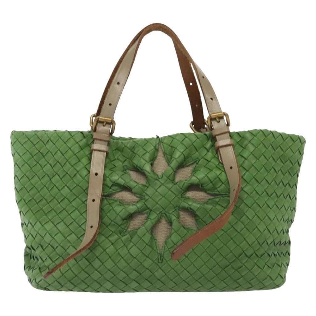 Bottega Veneta Intrecciato Green Leather Good condition - Back View