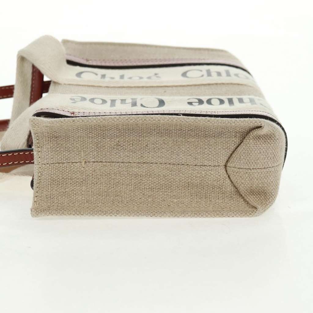Chloe Woody Tote Beige Canvas Good condition - Model View