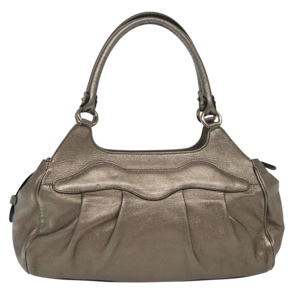 Salvatore Ferragamo Gancini handbag Silver Leather Good condition - Back View