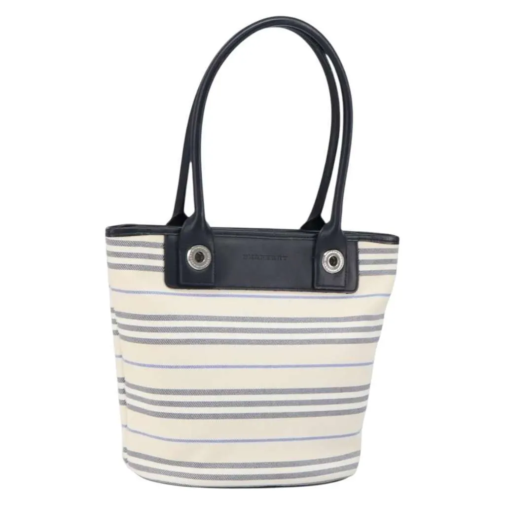 Burberry Blue Label Tote Bag White Canvas Good - Front View