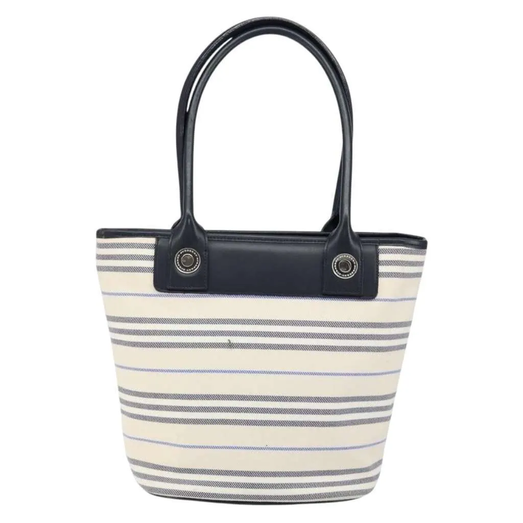 Burberry Blue Label Tote Bag White Canvas Good - Back View