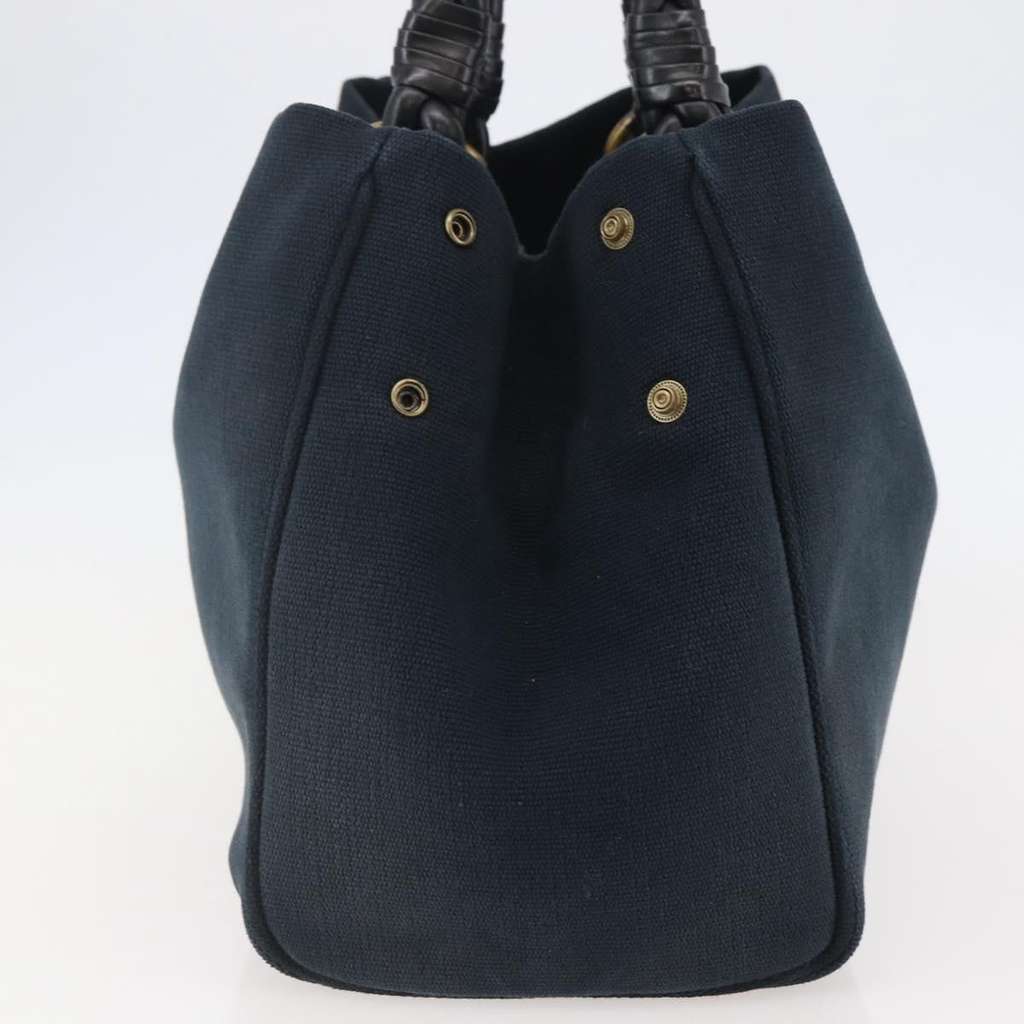 Bottega Veneta Braided Handle Open Tote Bag Blue Canvas Good condition - Inside View