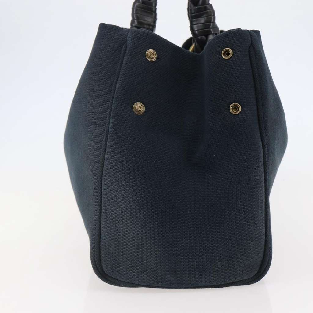 Bottega Veneta Braided Handle Open Tote Bag Blue Canvas Good condition - Model View