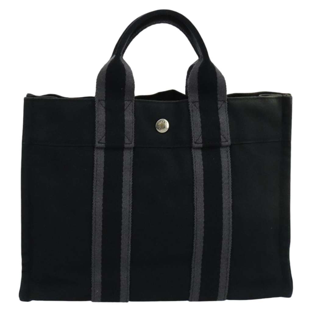 Hermès Fourre Tout Tote Black Canvas Good condition - Back View