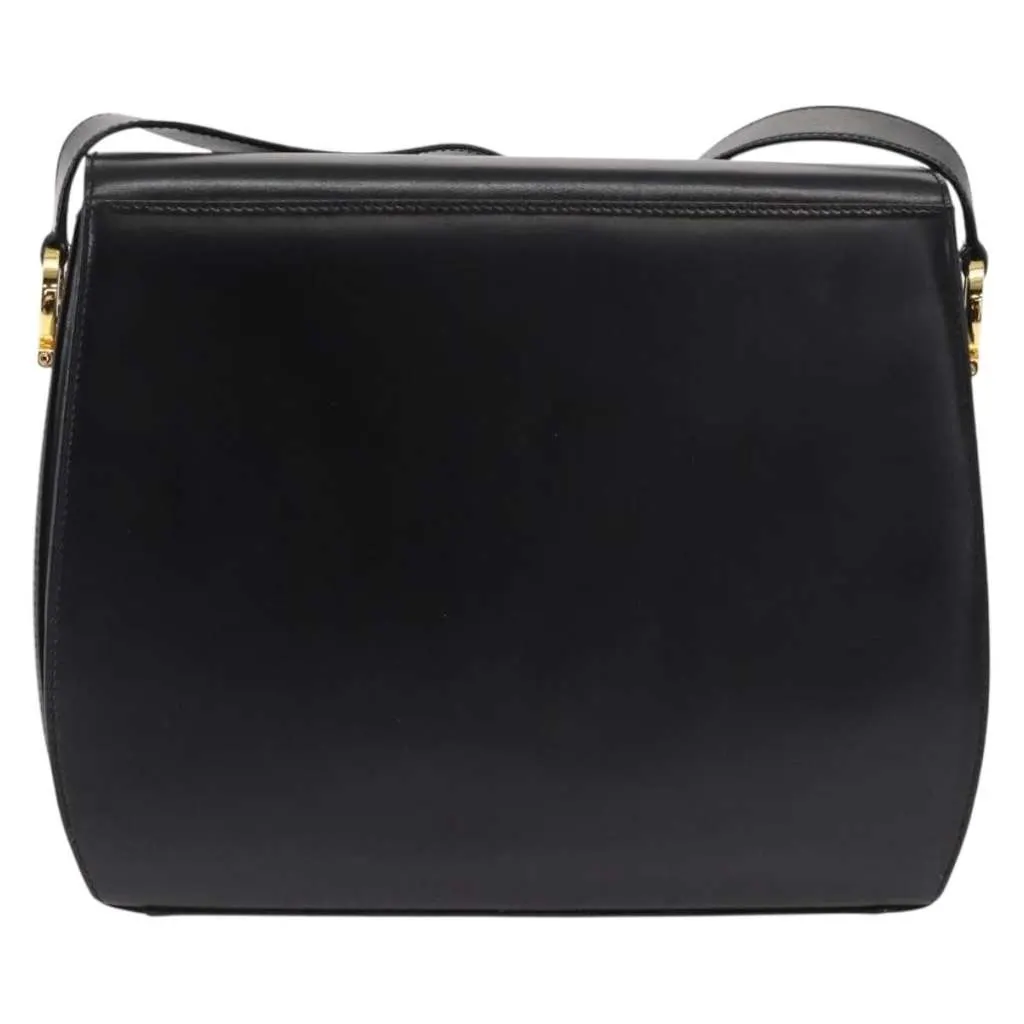 Salvatore Ferragamo Gancini Shoulder Bag Black Leather Good - Back View