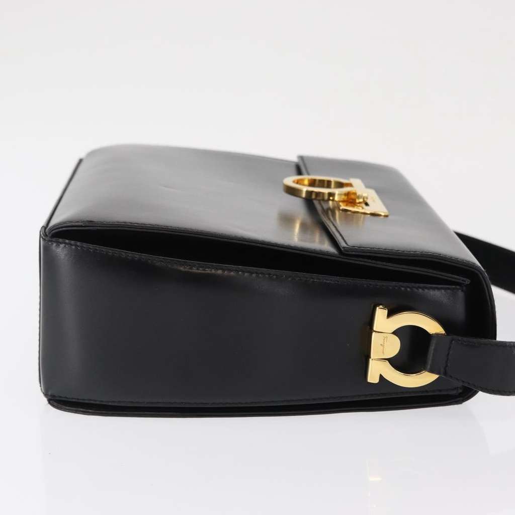Salvatore Ferragamo Gancini Shoulder Bag Black Leather Good condition - Inside View